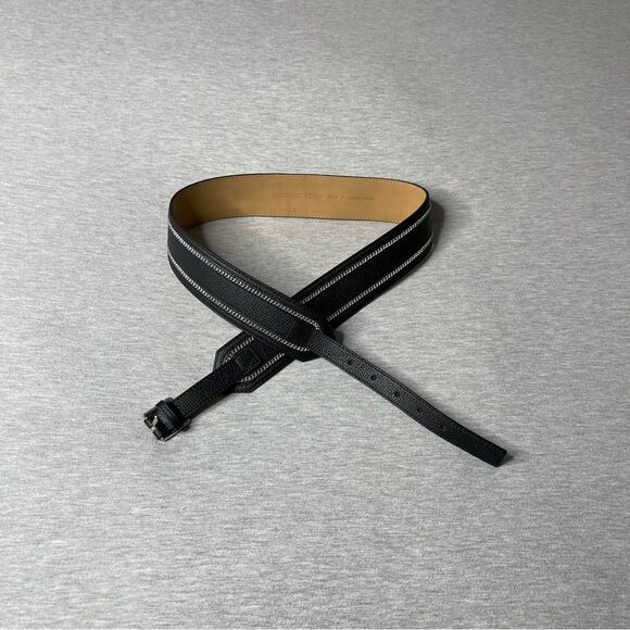 Michael Kors Women’s Chain-Trim Pebbled Black Genuine Leather Belt main image 8